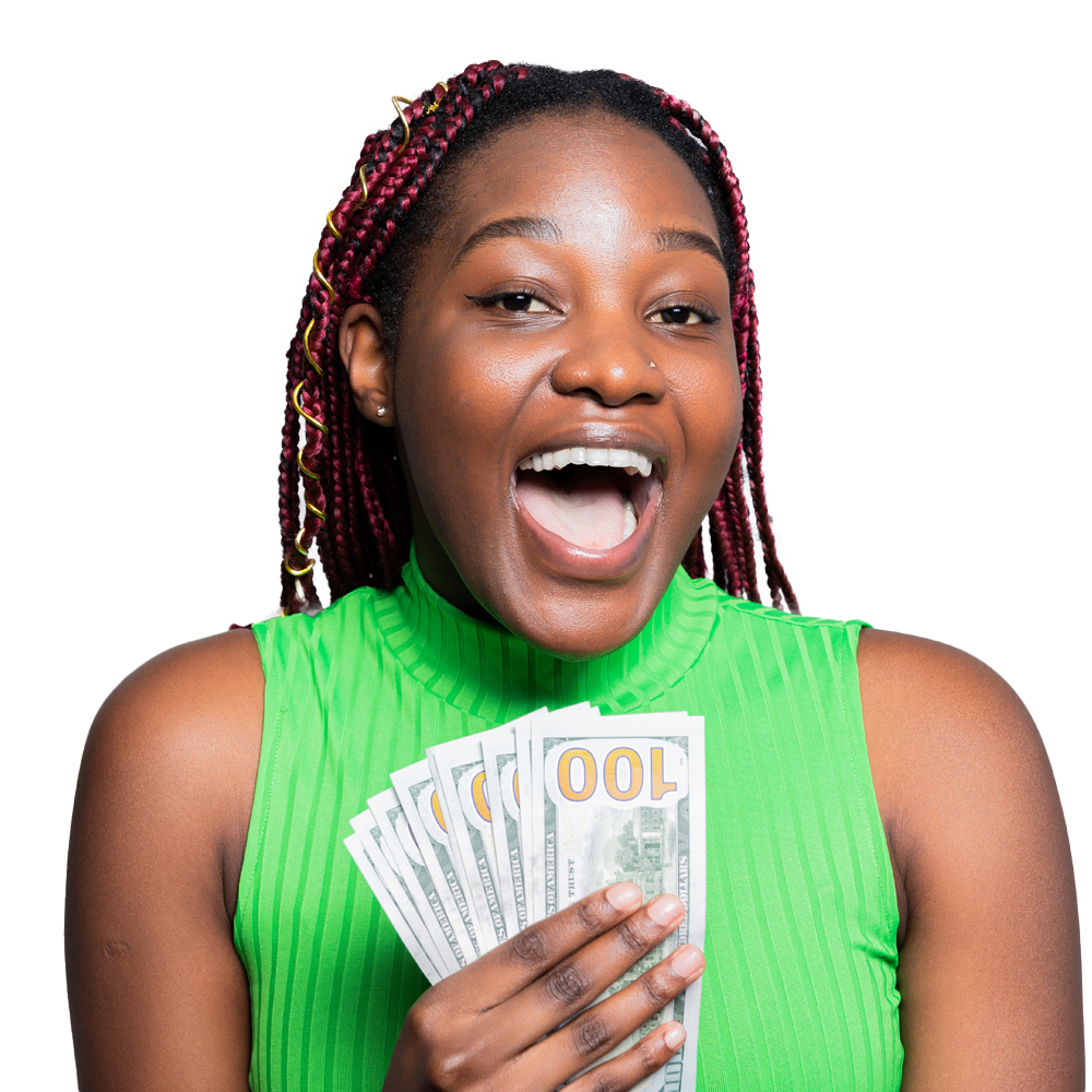 African American woman holding money
